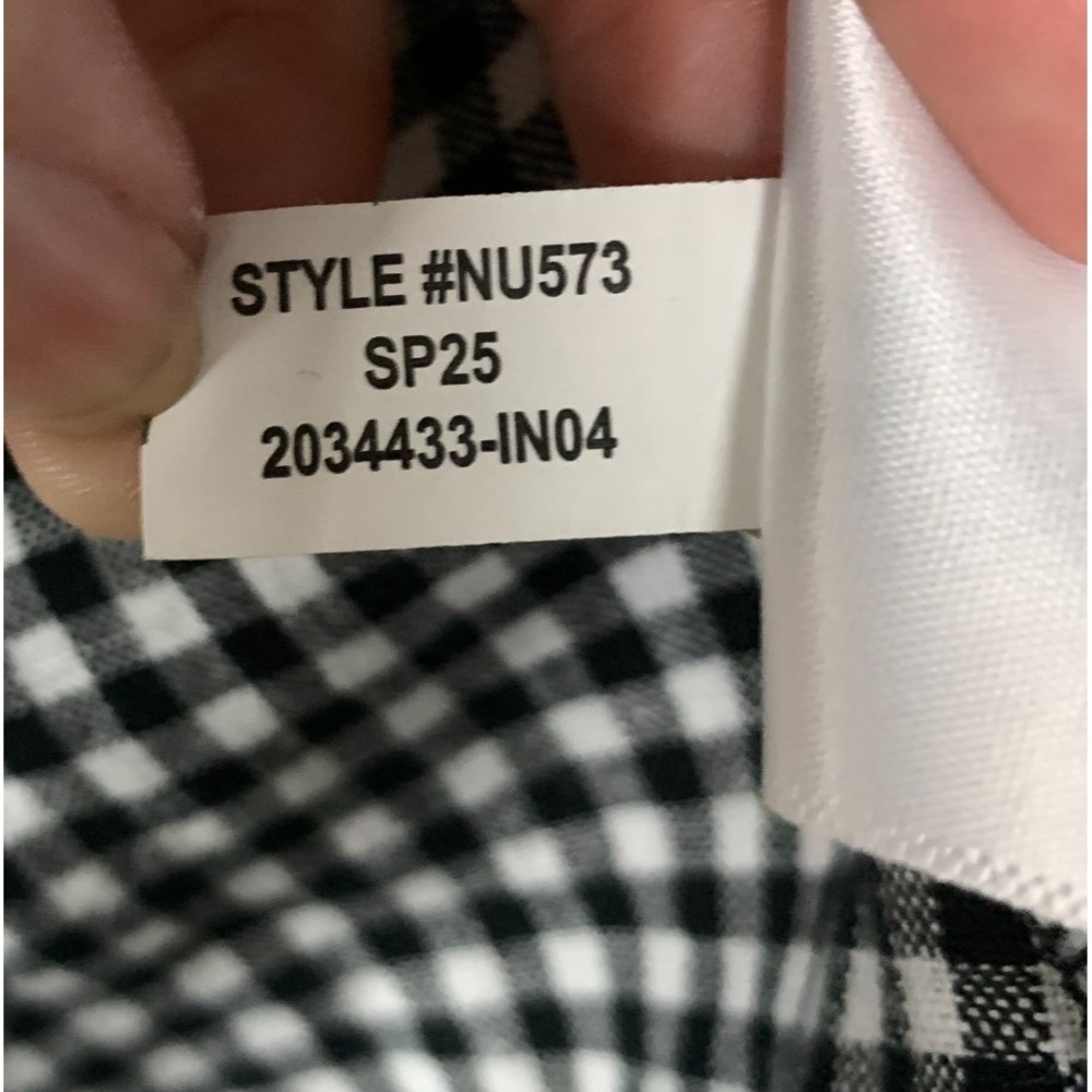 Madewell Mini Dress Size Large Black/White Gingham Smocked U-Neck Linen NWT $119 - Picture 8 of 11